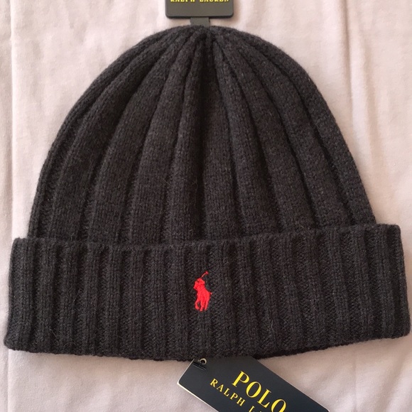 Brand New Polo Ralph Lauren Navy Blue Knit 50% Wool Beanie Hat - Picture 2 of 11